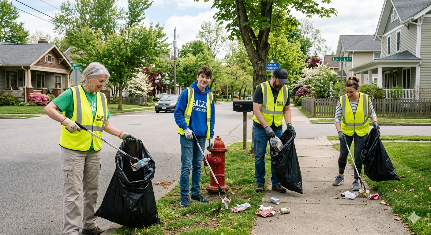 Photo of Volunteers Picking up Trash